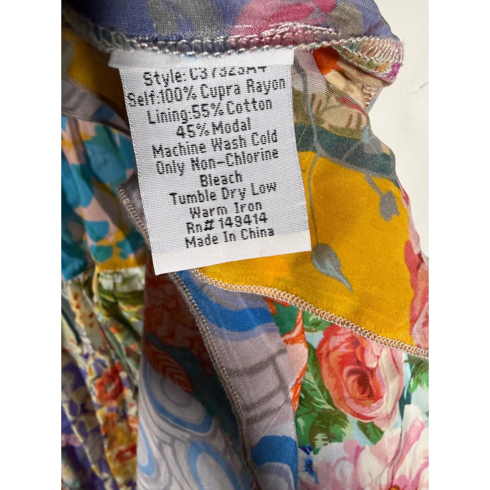 Johnny Was Patchwork Floral Maxi Dress XL Cupra Rayon Tiered Boho C37320-A7 - Picture 8 of 9